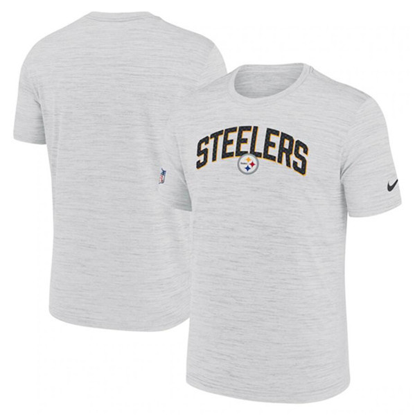 Men's Pittsburgh Steelers White Sideline Velocity Stack Performance T-Shirt - Click Image to Close